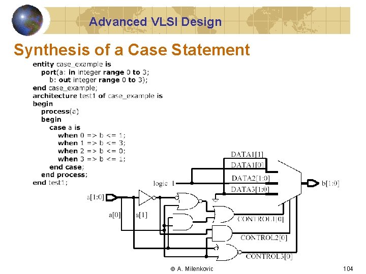 Advanced VLSI Design Synthesis of a Case Statement A. Milenkovic 104 