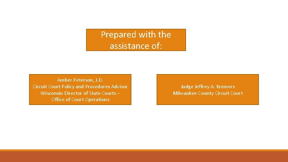 Prepared with the assistance of: Amber Peterson, J. D. Circuit Court Policy and Procedures