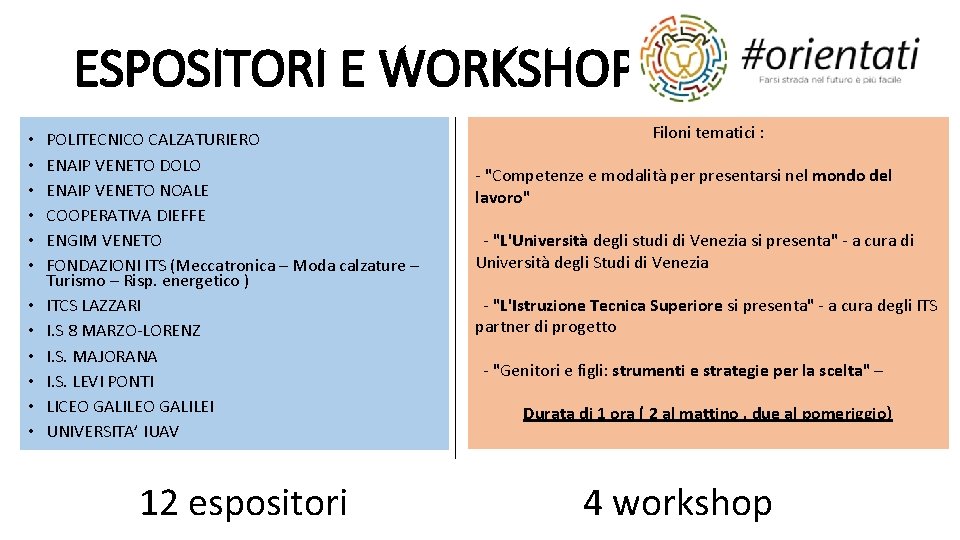 ESPOSITORI E WORKSHOP S • • • POLITECNICO CALZATURIERO ENAIP VENETO DOLO ENAIP VENETO