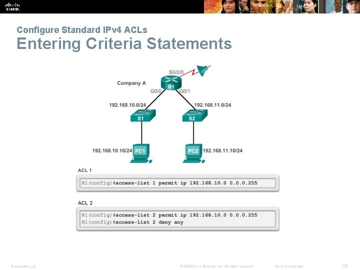 Configure Standard IPv 4 ACLs Entering Criteria Statements Presentation_ID © 2008 Cisco Systems, Inc.