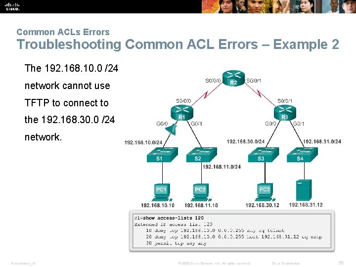 Common ACLs Errors Troubleshooting Common ACL Errors – Example 2 The 192. 168. 10.