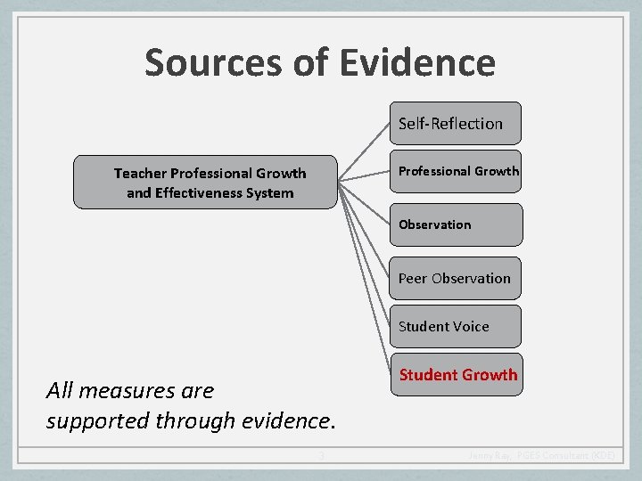 Sources of Evidence Self-Reflection Professional Growth Teacher Professional Growth and Effectiveness System Observation Peer