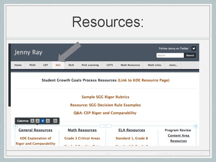 Resources: 30 Jenny Ray, PGES Consultant (KDE) 