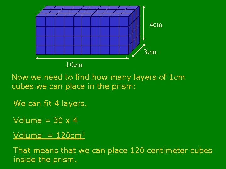 4 cm 3 cm 10 cm Now we need to find how many layers 4 cm 3 cm 10 cm Now we need to find how many layers
