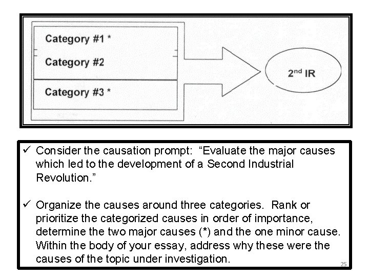 ü Consider the causation prompt: “Evaluate the major causes which led to the development