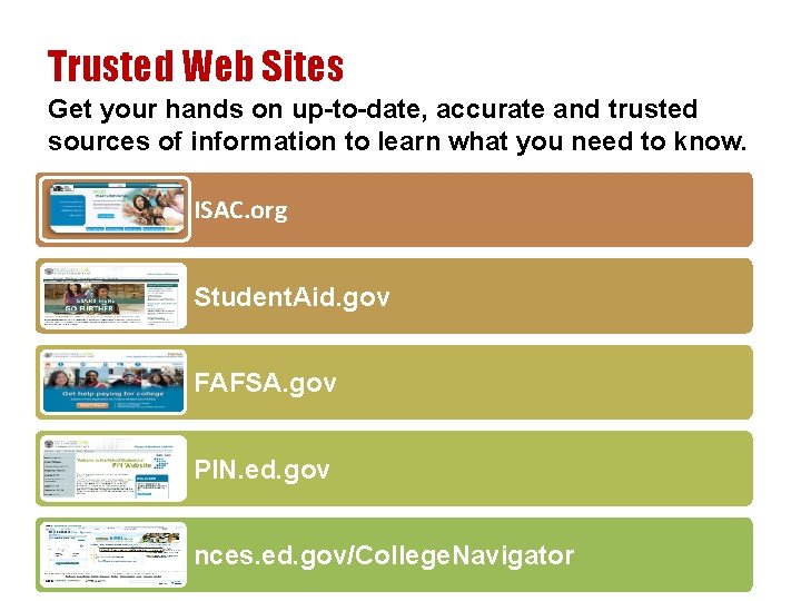 Trusted Web Sites Get your hands on up-to-date, accurate and trusted sources of information