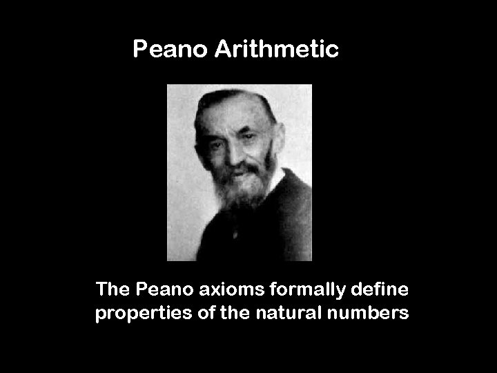 Peano Arithmetic The Peano axioms formally define properties of the natural numbers 