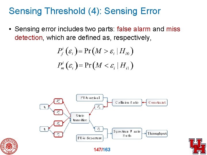 Sensing Threshold (4): Sensing Error • Sensing error includes two parts: false alarm and