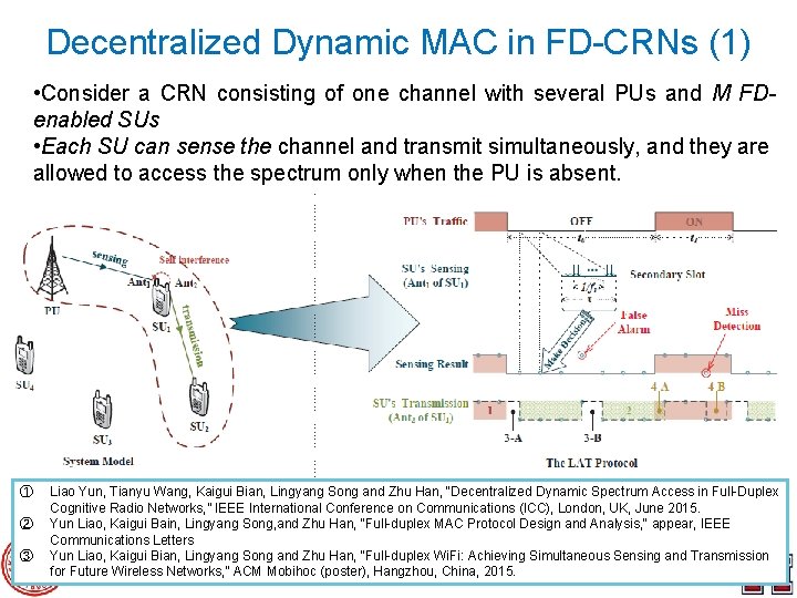 Decentralized Dynamic MAC in FD-CRNs (1) • Consider a CRN consisting of one channel