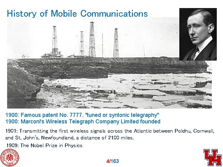 History of Mobile Communications 1900: Famous patent No. 7777, "tuned or syntonic telegraphy" 1900:
