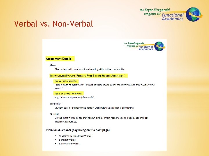 Verbal vs. Non-Verbal 