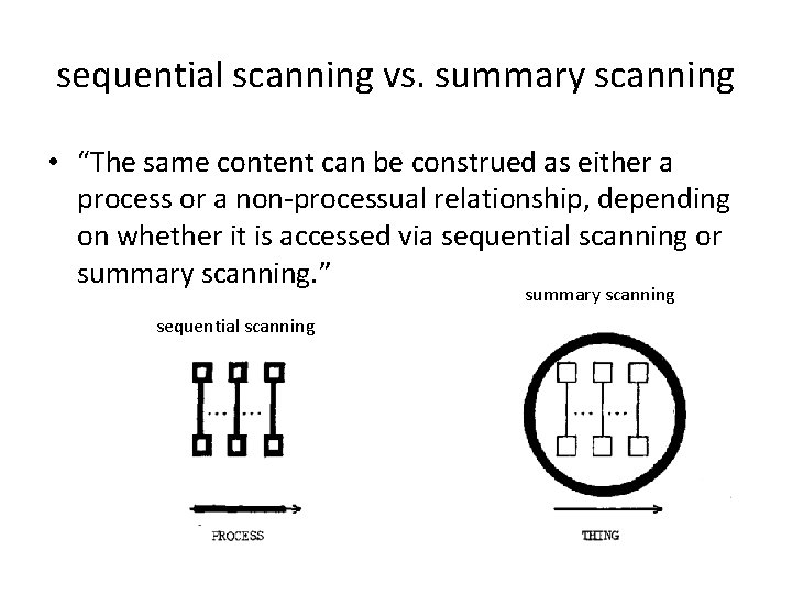 sequential scanning vs. summary scanning • “The same content can be construed as either