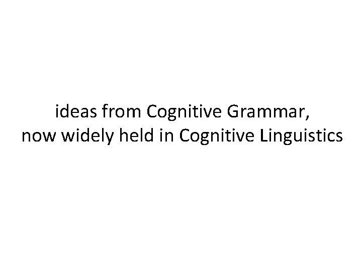 ideas from Cognitive Grammar, now widely held in Cognitive Linguistics 