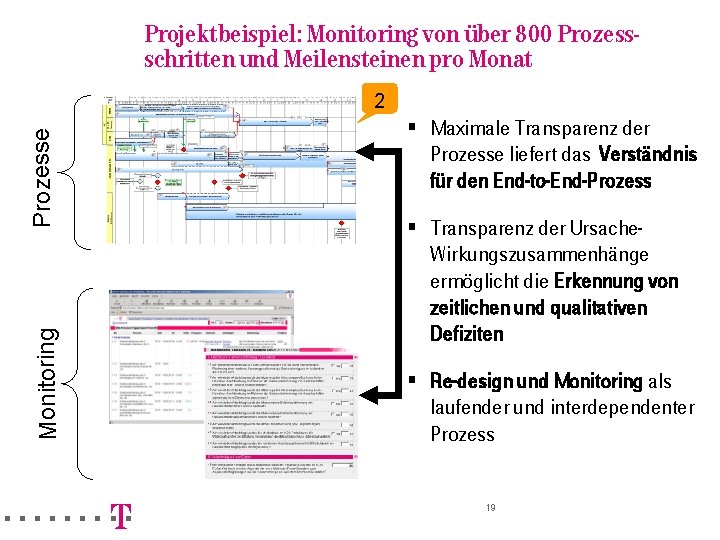 Projektbeispiel: Monitoring von über 800 Prozessschritten und Meilensteinen pro Monat Monitoring Prozesse 2 =======!"§