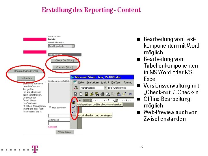 =======!"§ Erstellung des Reporting - Content n n n 30 Bearbeitung von Textkomponenten mit