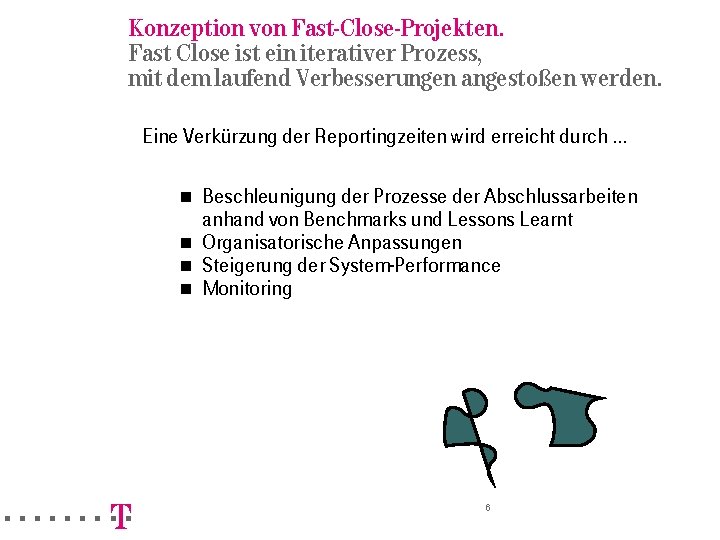 Konzeption von Fast-Close-Projekten. Fast Close ist ein iterativer Prozess, mit dem laufend Verbesserungen angestoßen