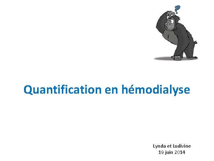 Quantification en hémodialyse Lynda et Ludivine 19 juin 2014 