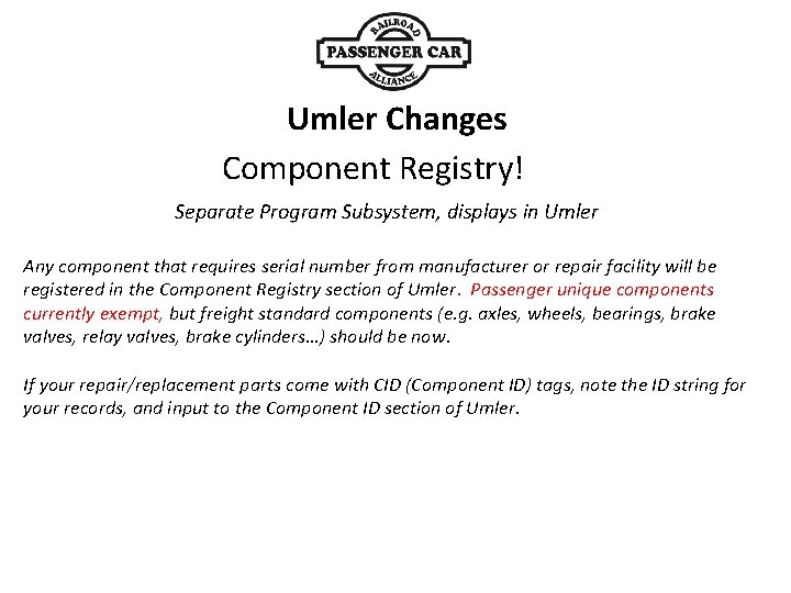 Umler Changes Component Registry! Separate Program Subsystem, displays in Umler Any component that requires