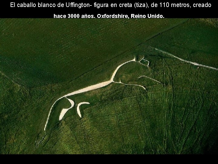 El caballo blanco de Uffington- figura en creta (tiza), de 110 metros, creado hace El caballo blanco de Uffington- figura en creta (tiza), de 110 metros, creado hace