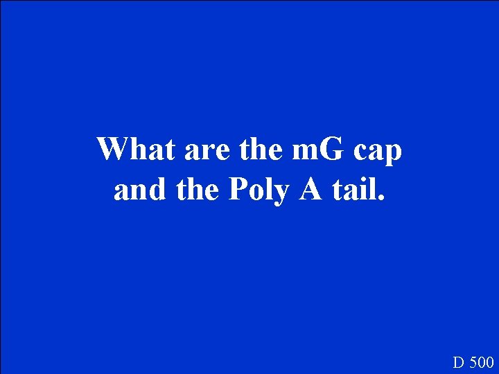 What are the m. G cap and the Poly A tail. D 500 