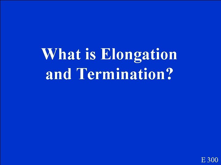 What is Elongation and Termination? E 300 