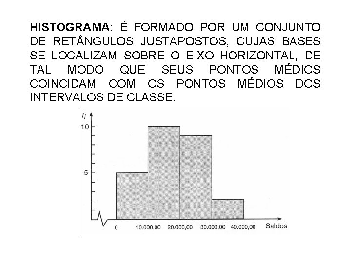 HISTOGRAMA: É FORMADO POR UM CONJUNTO DE RET NGULOS JUSTAPOSTOS, CUJAS BASES SE LOCALIZAM