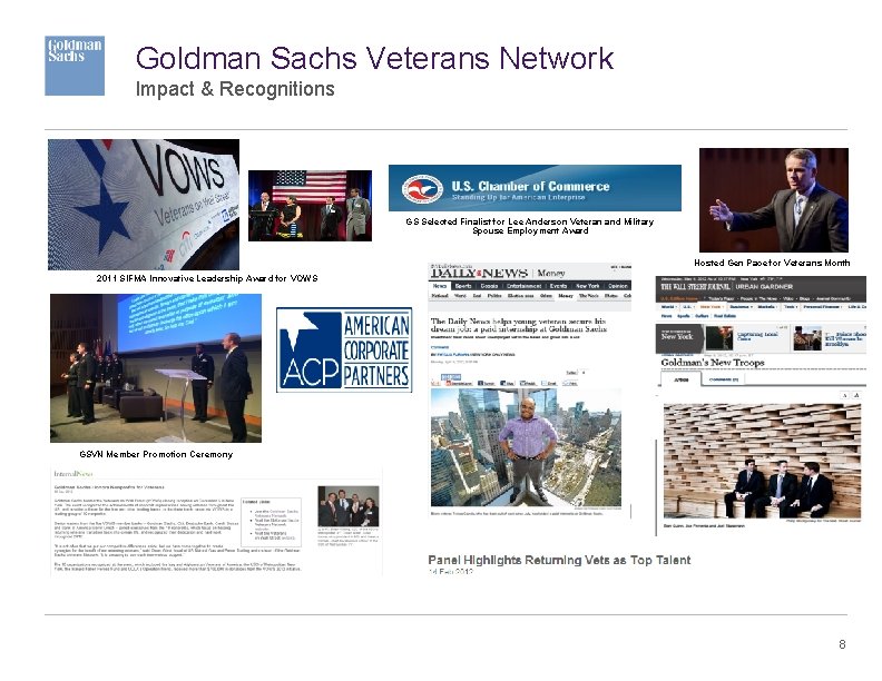 Goldman Sachs Veterans Network Impact & Recognitions GS Selected Finalist for Lee Anderson Veteran