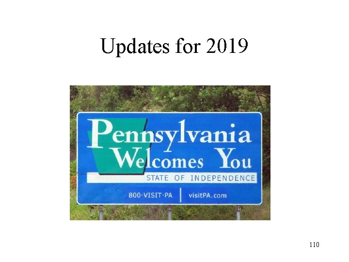 Updates for 2019 110 