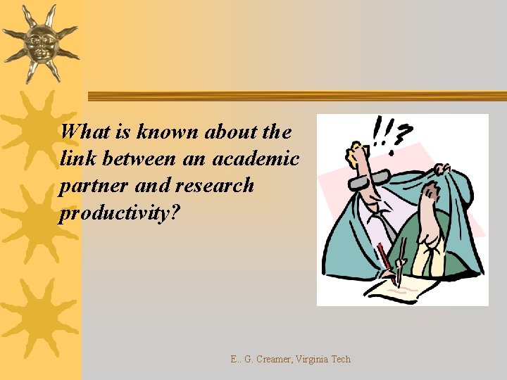 What is known about the link between an academic partner and research productivity? E.