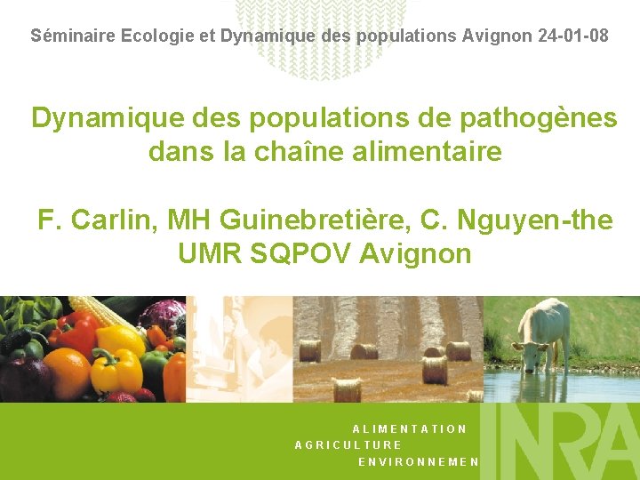 Séminaire Ecologie et Dynamique des populations Avignon 24 -01 -08 Dynamique des populations de