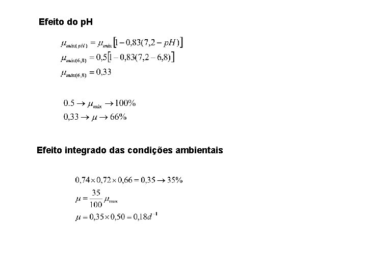 Efeito do p. H Efeito integrado das condições ambientais 