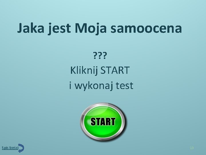 Jaka jest Moja samoocena ? ? ? Kliknij START i wykonaj test Spis treści