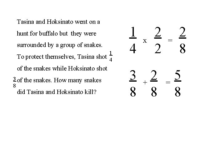 Tasina and Hoksinato went on a hunt for buffalo but they were surrounded by