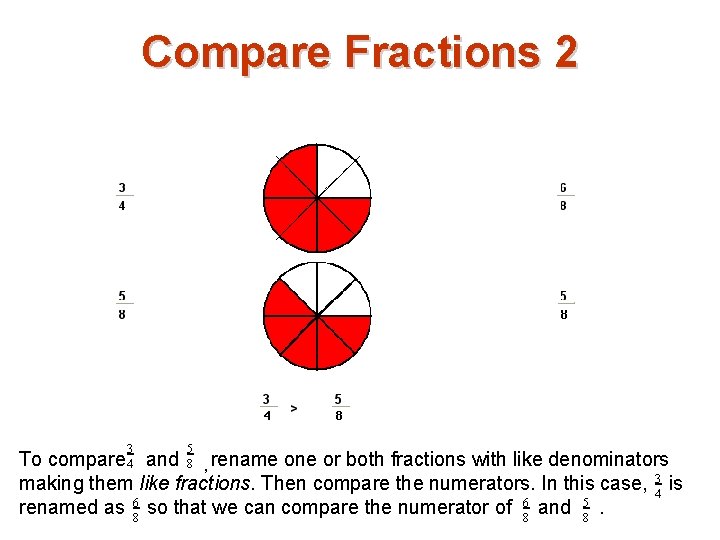 Compare Fractions 2 3 5 To compare 4 and 8 , rename one or
