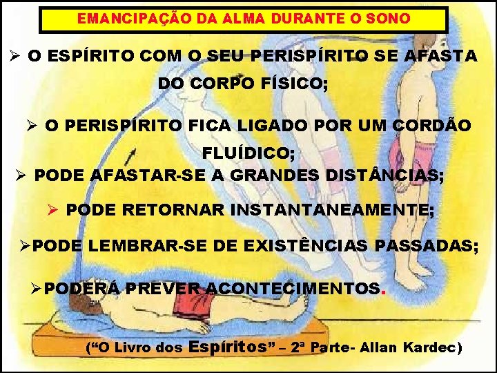 EMANCIPAÇÃO DA ALMA DURANTE O SONO Ø O ESPÍRITO COM O SEU PERISPÍRITO SE