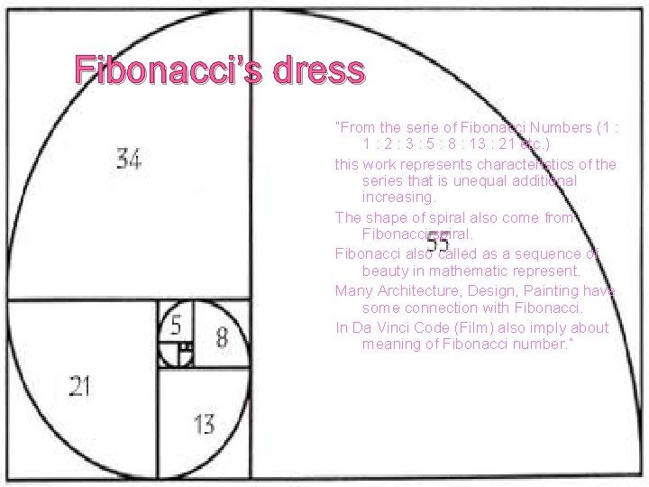 Fibonacci’s dress “From the serie of Fibonacci Numbers (1 : 2 : 3 :