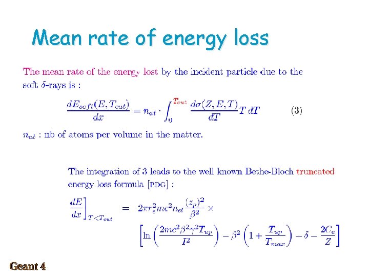Mean rate of energy loss 