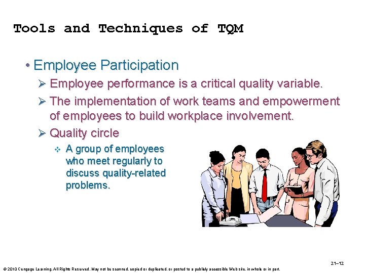 Tools and Techniques of TQM • Employee Participation Ø Employee performance is a critical