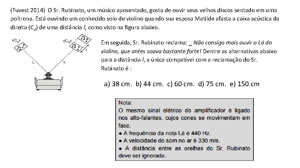 (Fuvest 2014) O Sr. Rubinato, um músico aposentado, gosta de ouvir seus velhos discos