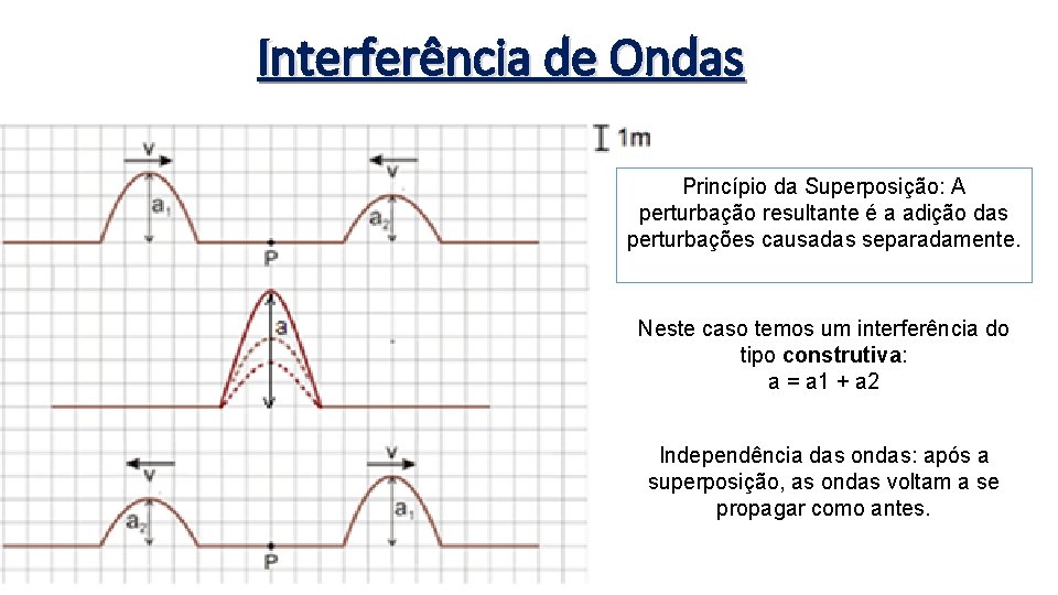 Interferência de Ondas Princípio da Superposição: A perturbação resultante é a adição das perturbações