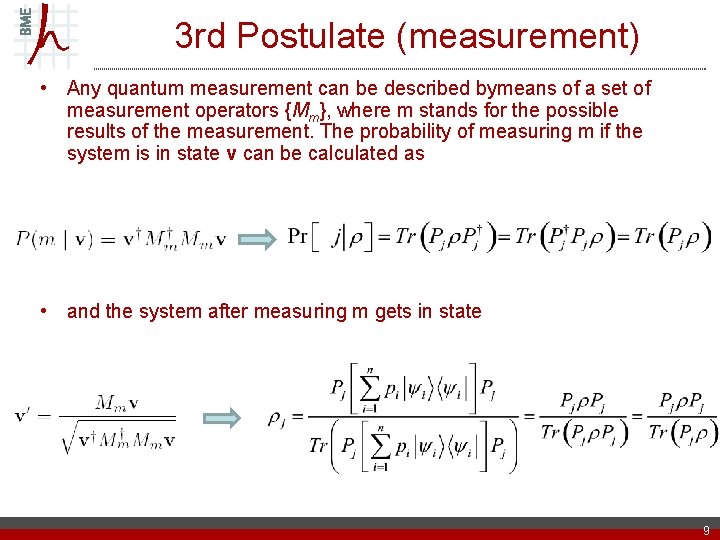 3 rd Postulate (measurement) • Any quantum measurement can be described bymeans of a