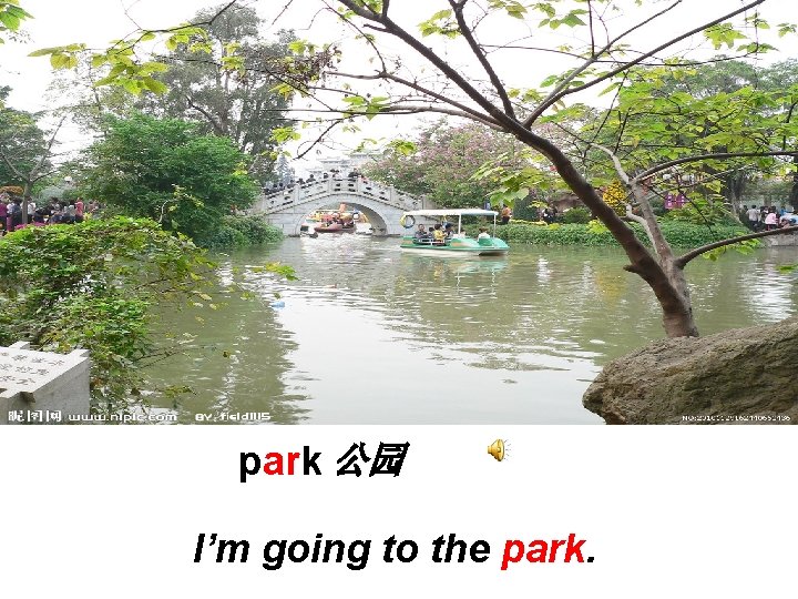 park 公园 I’m going to the park. 