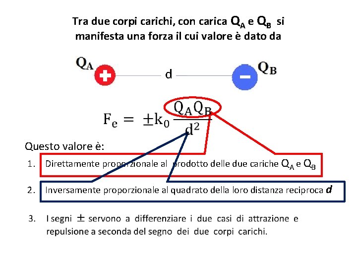 Tra due corpi carichi, con carica QA e QB si manifesta una forza il Tra due corpi carichi, con carica QA e QB si manifesta una forza il