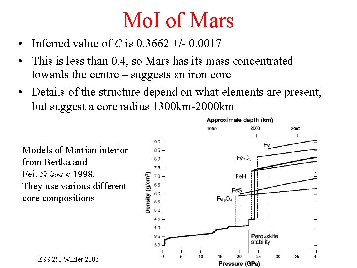 Mo. I of Mars • Inferred value of C is 0. 3662 +/- 0.