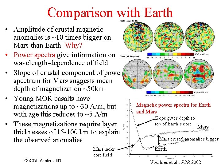 Comparison with Earth • Amplitude of crustal magnetic anomalies is ~10 times bigger on