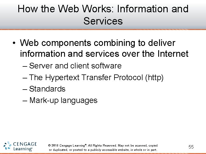 How the Web Works: Information and Services • Web components combining to deliver information