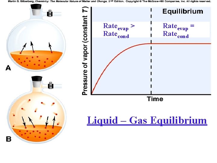 Rateevap > Ratecond Rateevap = Ratecond Liquid – Gas Equilibrium 