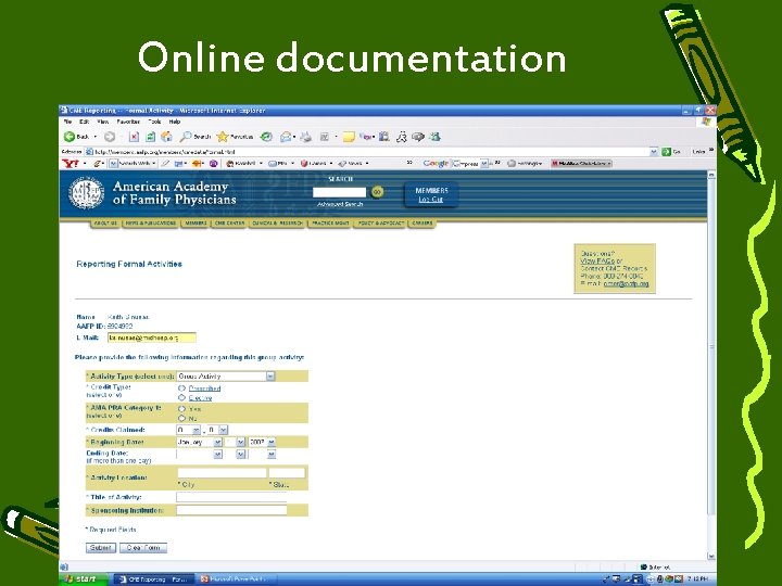 Online documentation 