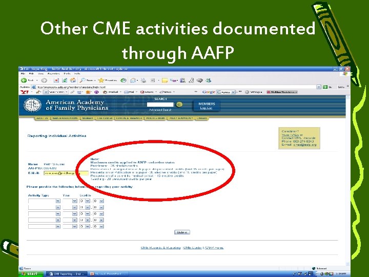 Other CME activities documented through AAFP 