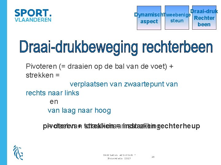 Draai-druk Dynamisch. Tweebenige Rechter steun aspect been Pivoteren (= draaien op de bal van